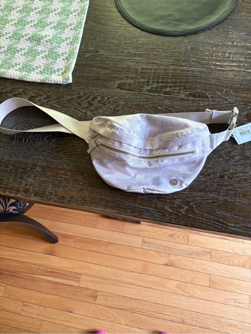 Lululemon cross body bag, cream and tan pattern